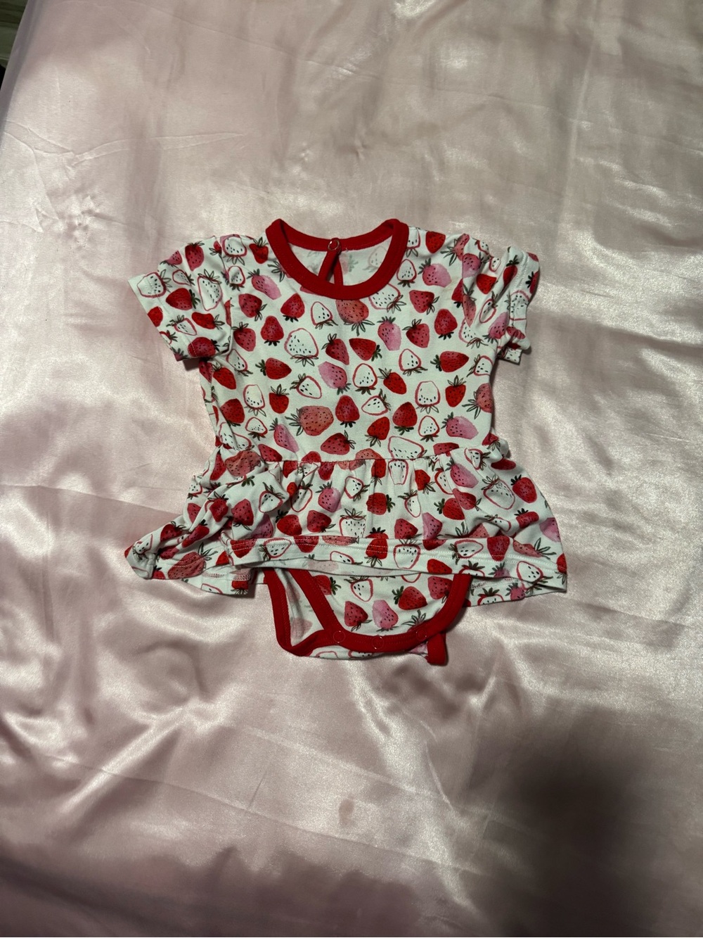Baby Girls' Strawberry Print Bodysuit Dress - Red & White